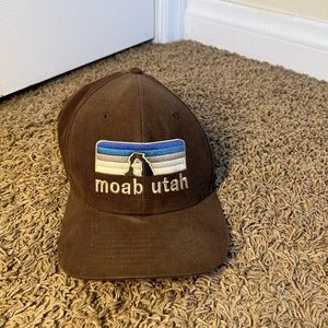 Brown Moab Utah Hat Corduroy With Blue Stripes